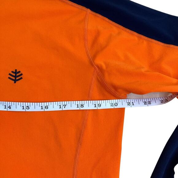 Coolibar Mens Sz M UPF 50+ Aqua Suntect Rashguard Long Sleeve Shirt Orange Navy - Picture 7 of 16